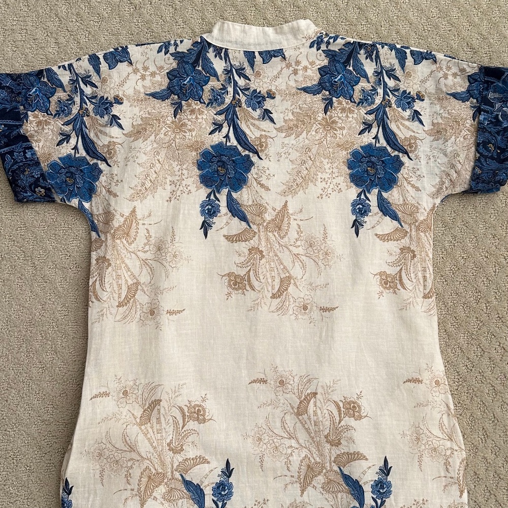 Francesca Bettini Linen Blend Floral Shift Dress Small Summer Vacation Casual - Picture 11 of 15